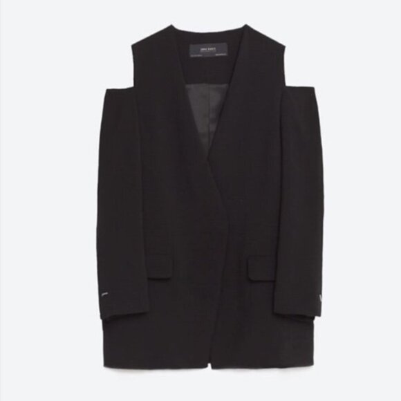 EUC Zara black cold shoulder cutout blazer jacket, XS - Picture 4 of 8
